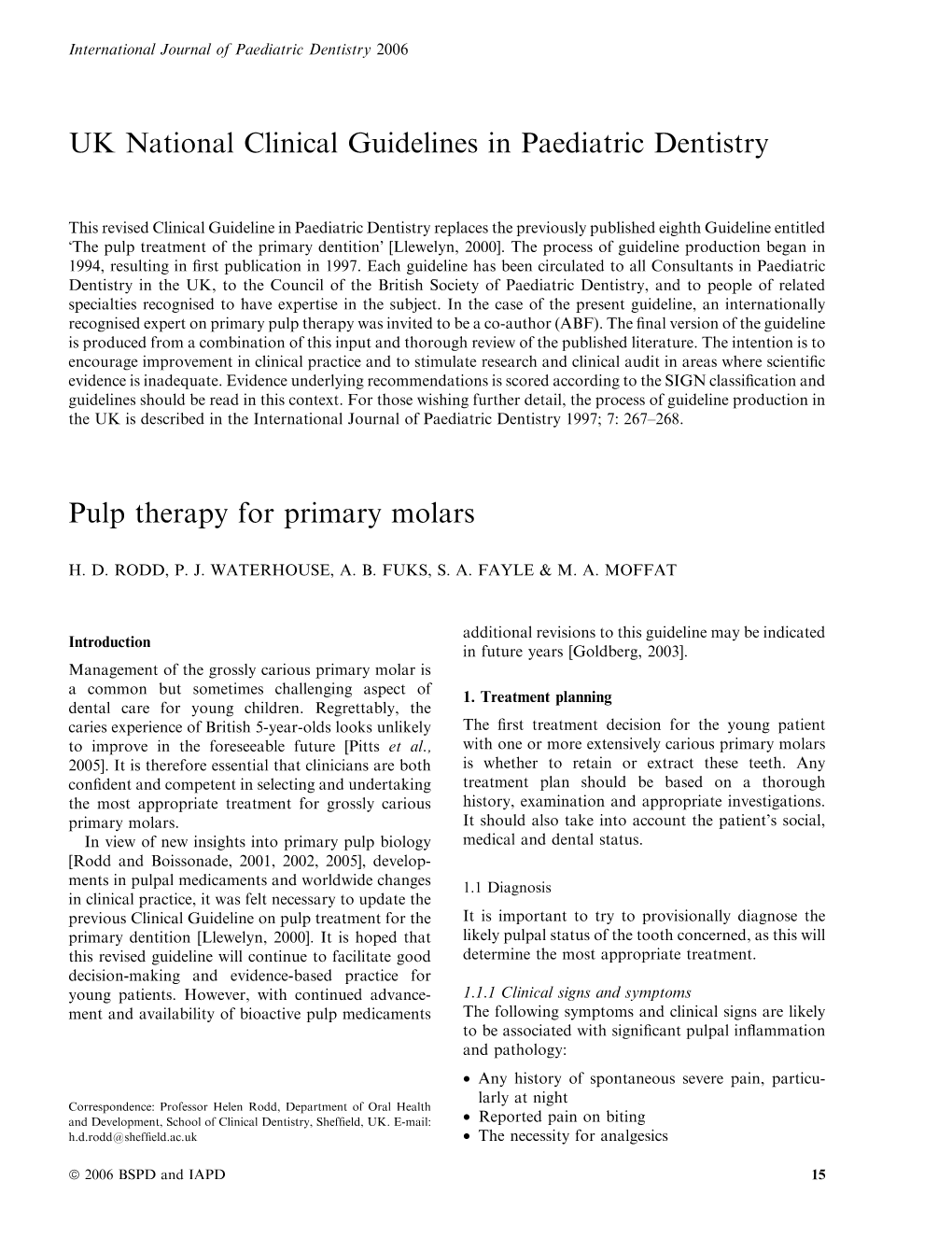 UK National Clinical Guidelines in Paediatric Dentistry Pulp Therapy For