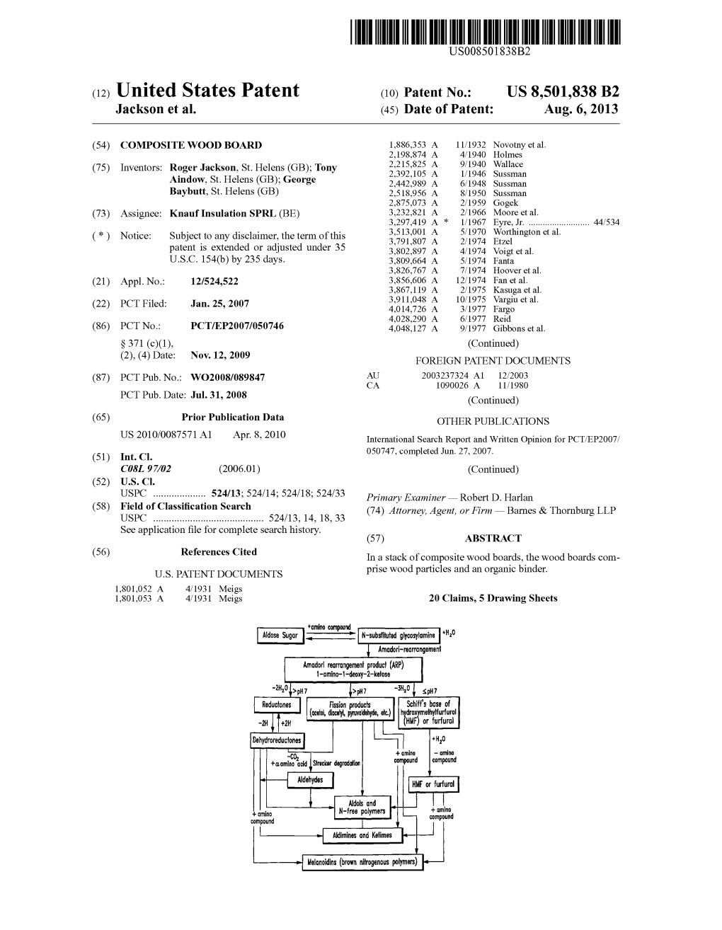 (12) United States Patent (10) Patent No.: US 8,501,838 B2 Jackson Et Al