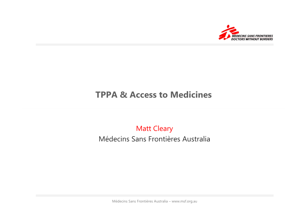 TPPA & Access to Medicines