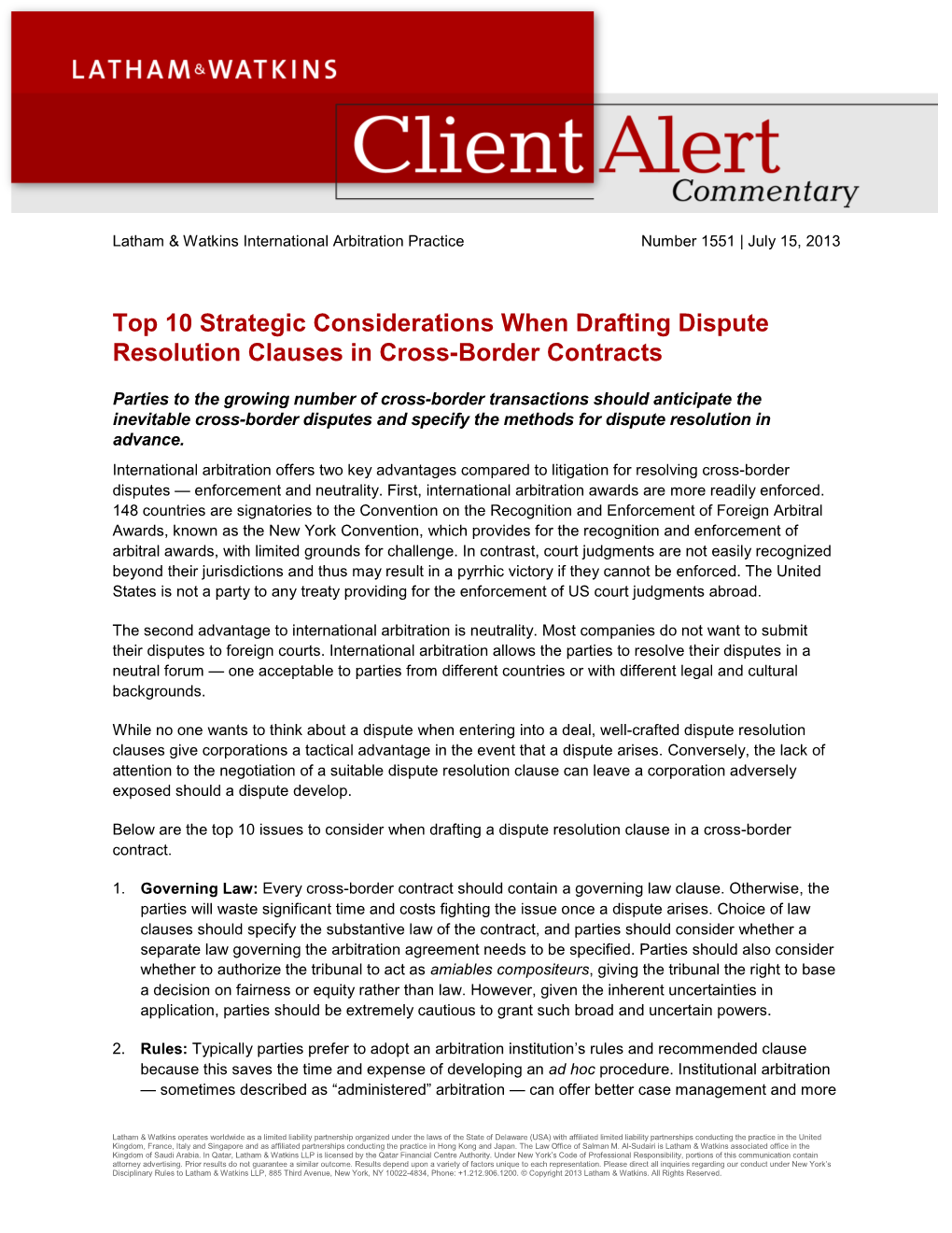 Top 10 Strategic Considerations When Drafting Dispute Resolution Clauses in Cross-Border Contracts