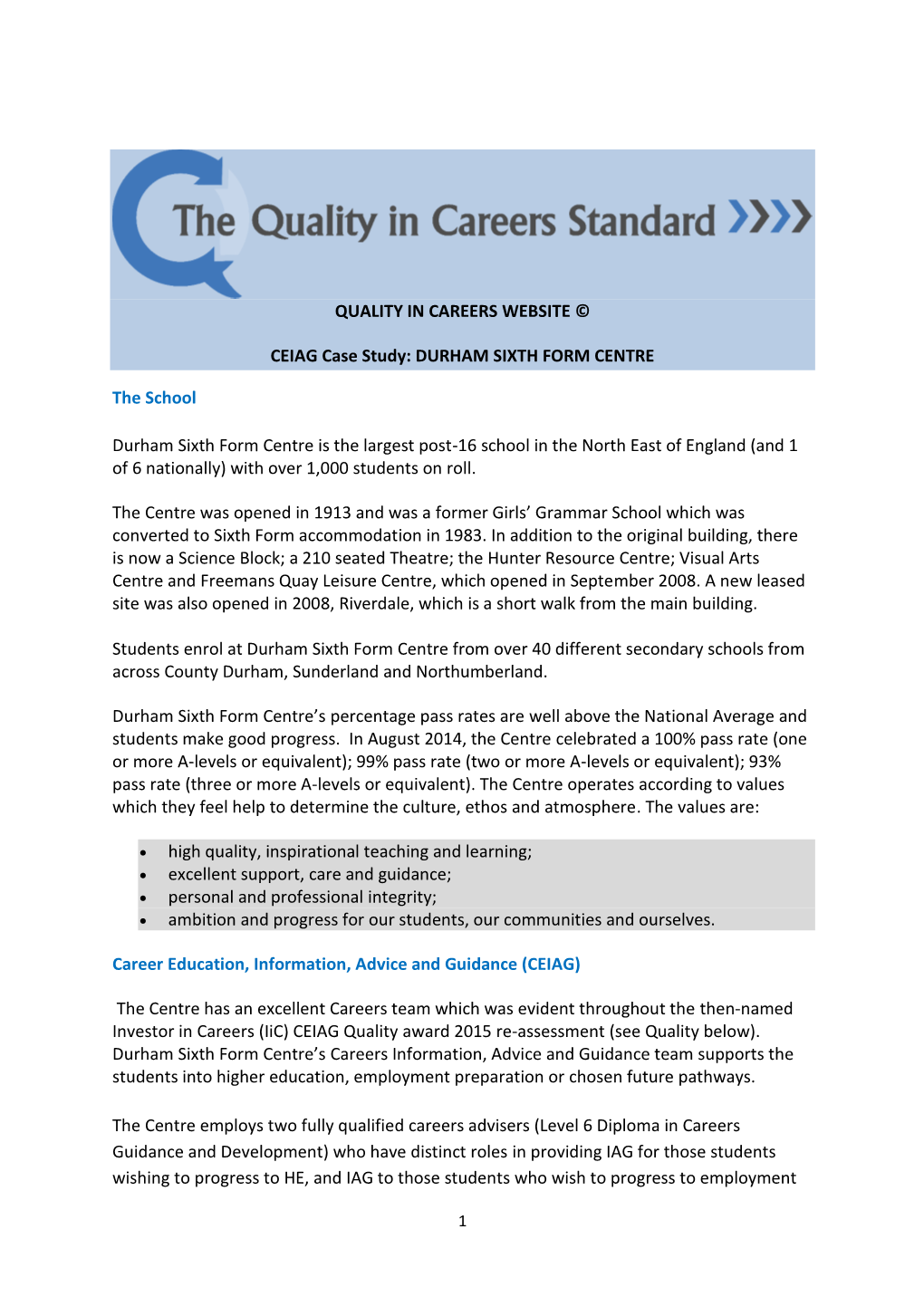 Quality in Careers Website ©