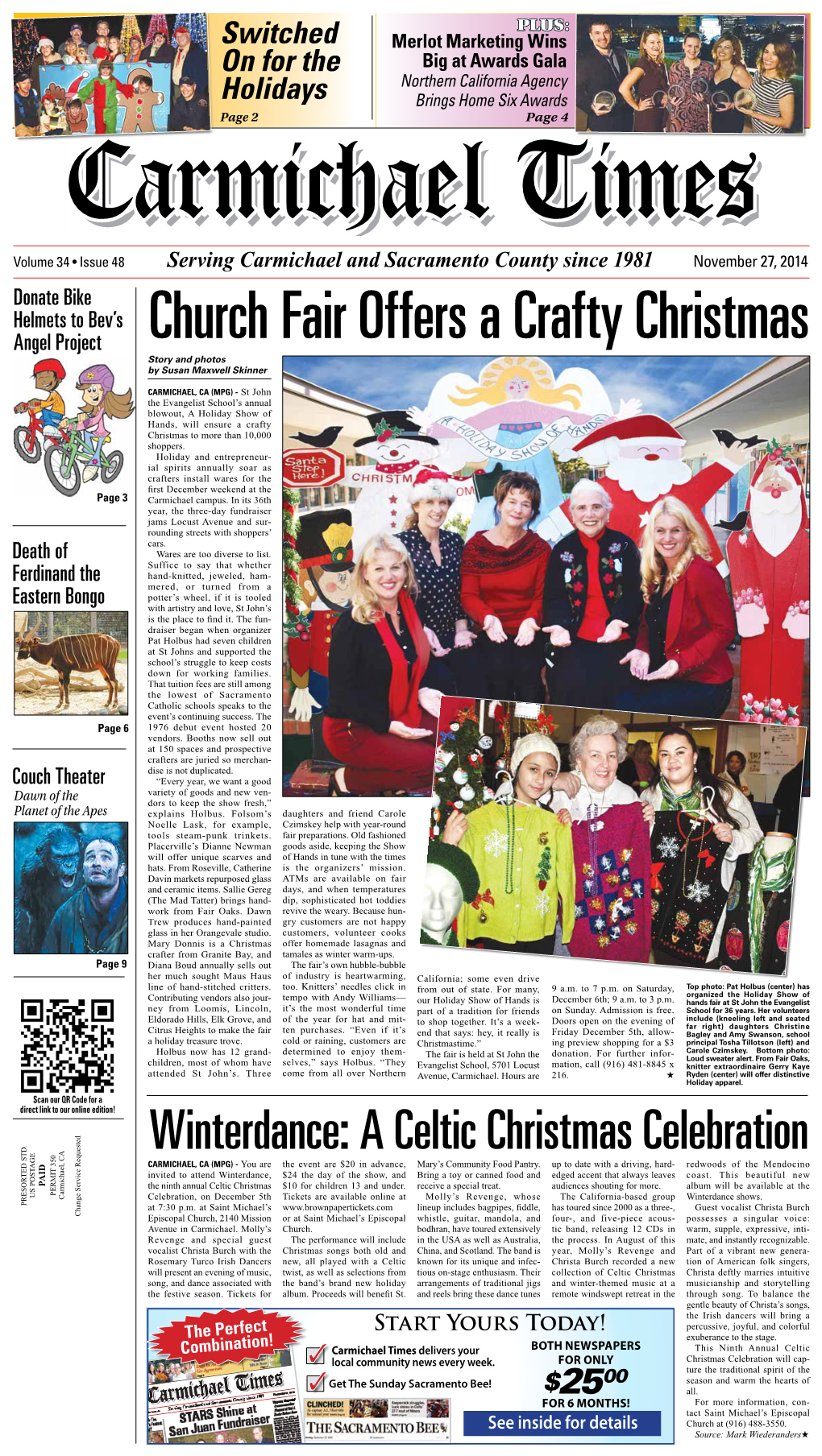 A Celtic Christmas Celebration CARMICHAEL, CA (MPG) - You Are the Event Are $20 in Advance, Mary’S Community Food Pantry