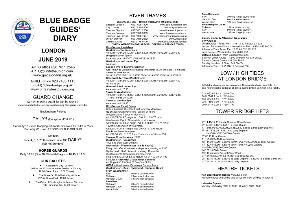 Blue Badge Guides' Diary