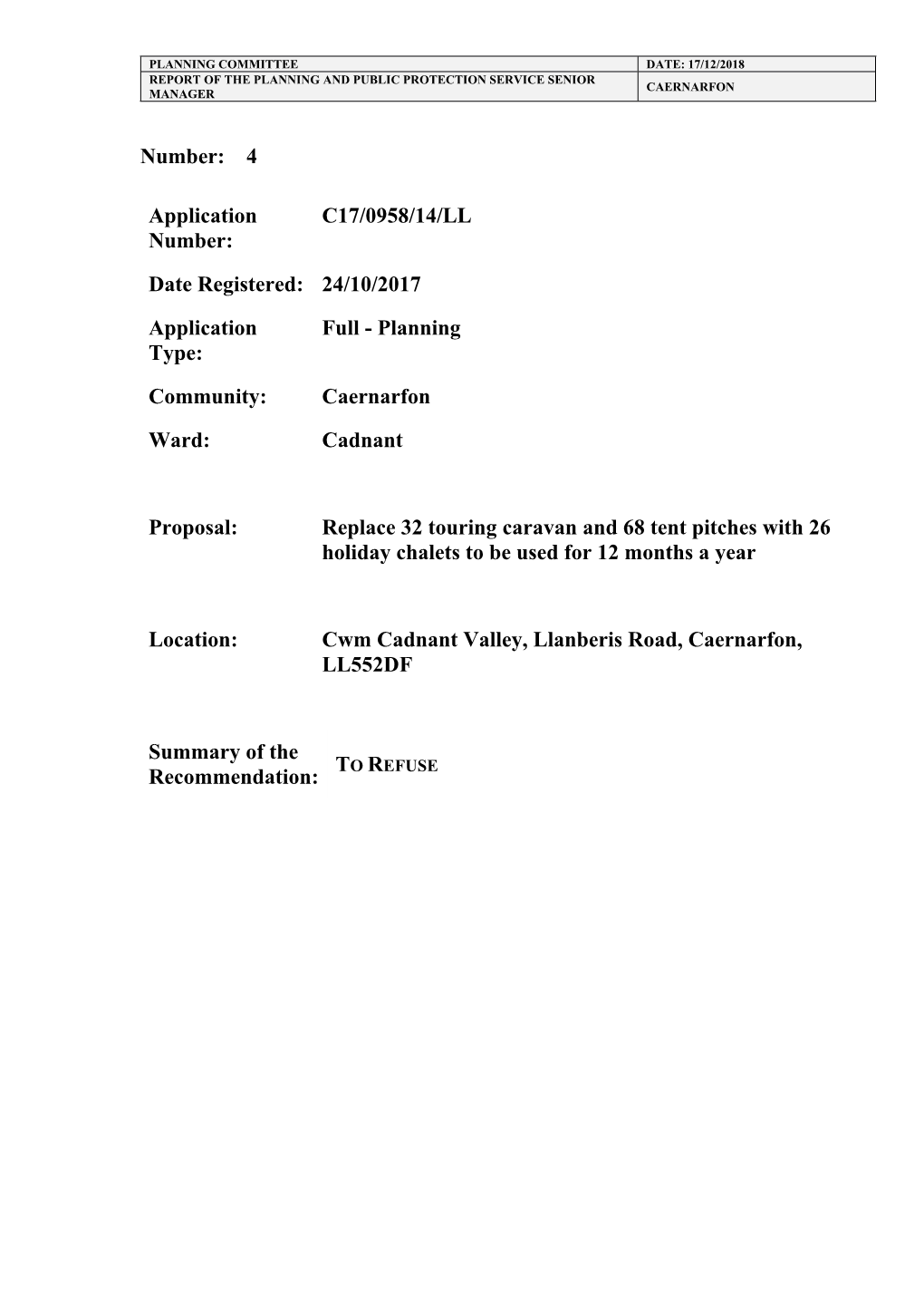 Cwm Cadnant Valley, Llanberis Road, Caernarfon PDF 149 KB
