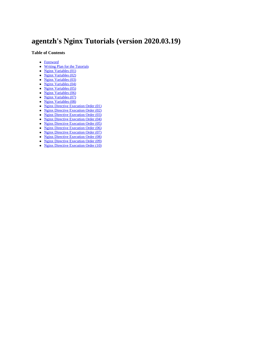 Agentzh's Nginx Tutorials (Version 2020.03.19)