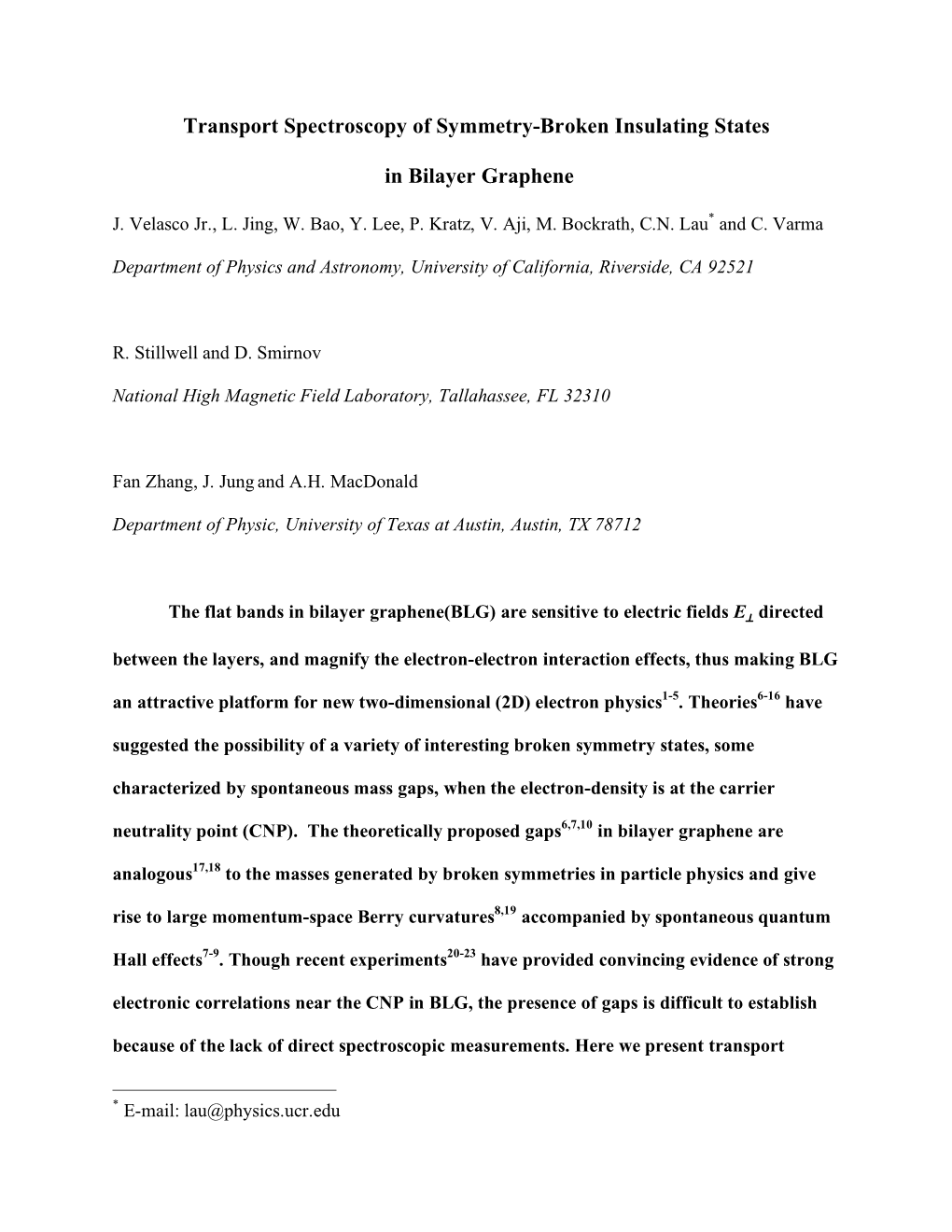 Transport Spectroscopy of Symmetry-Broken Insulating States