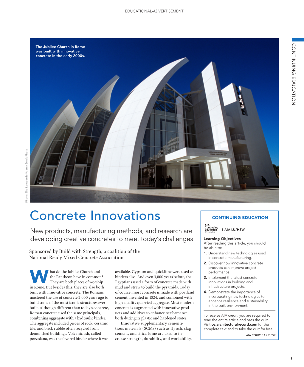 Concrete Innovations CONTINUING EDUCATION