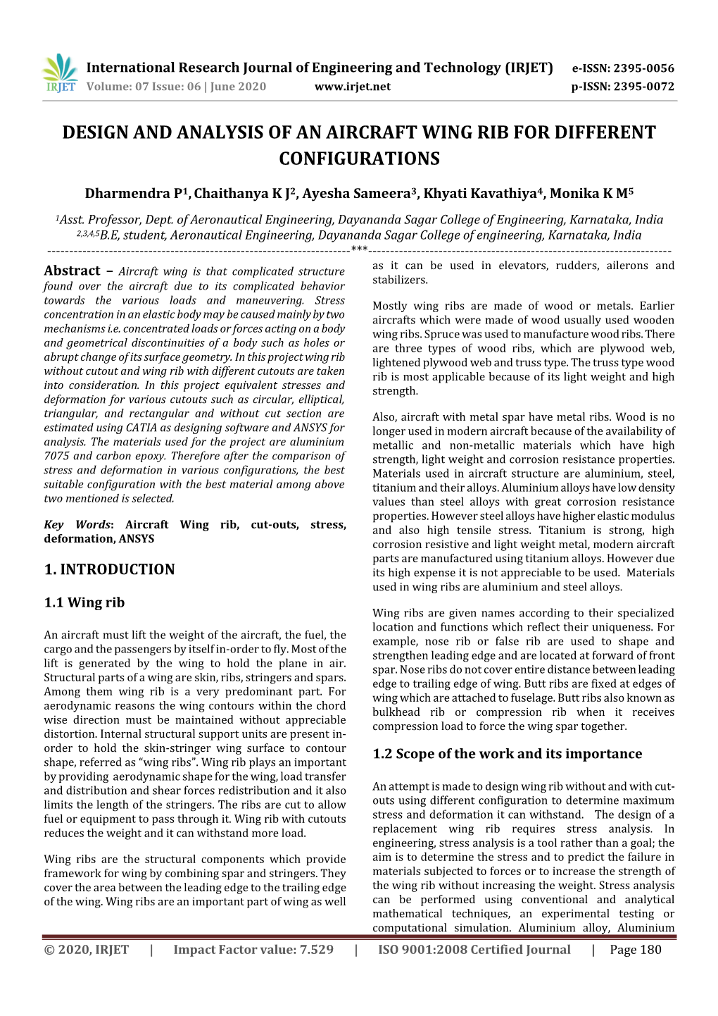 Design and Analysis of an Aircraft Wing Rib for Different Configurations