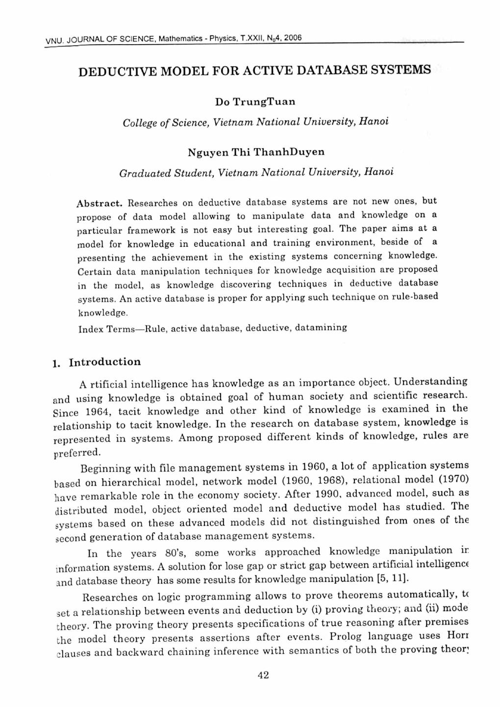 Deductive Model for Active Database Systems