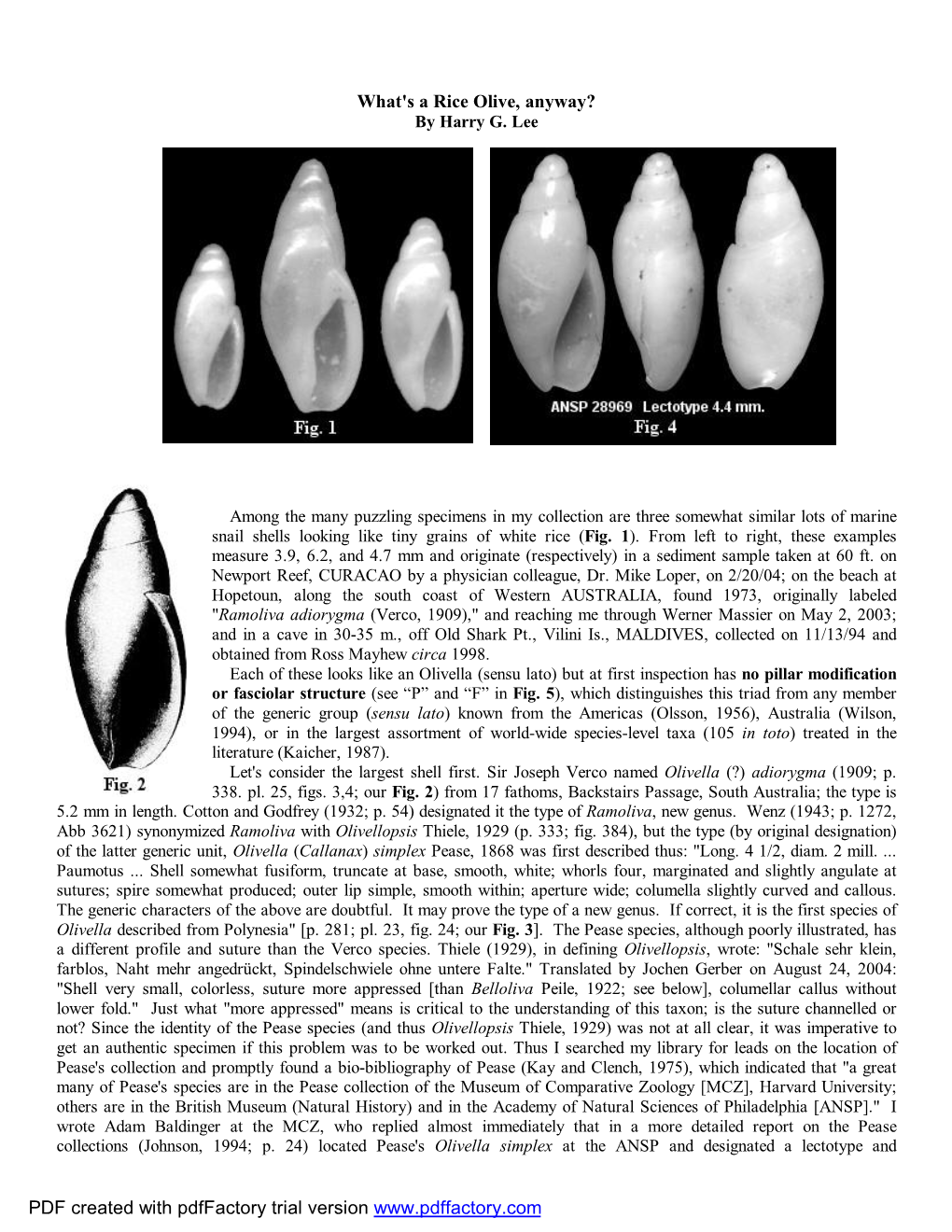 By Harry G. Lee Among the Many Puzzling Specimens in My