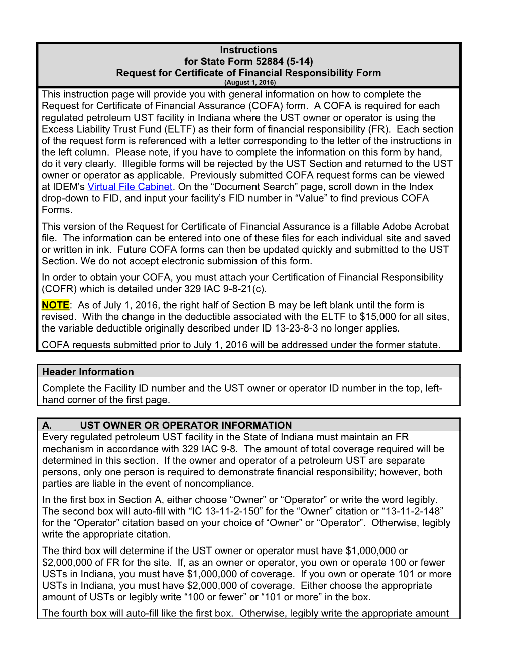 The Request for Certificate of Financial Assurance Form Page 4 of 4