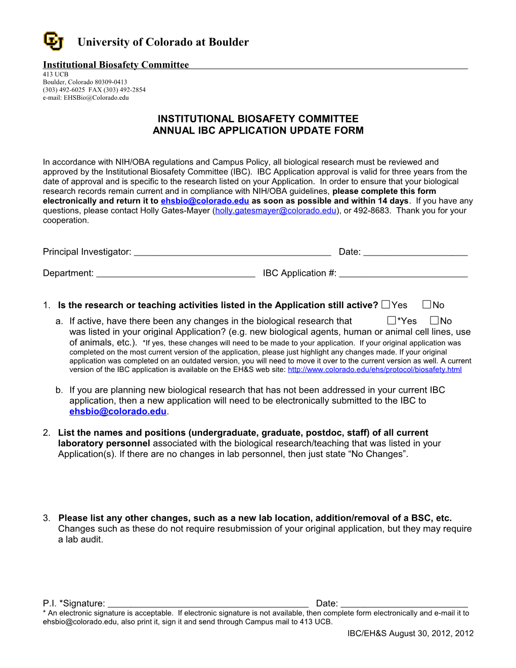 Annual IBC Application Update Form