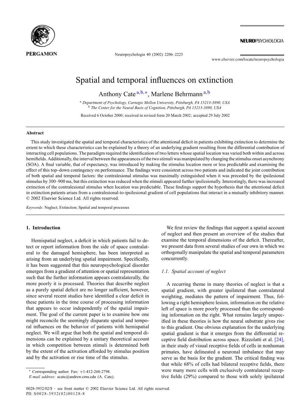 Spatial and Temporal Influences on Extinction