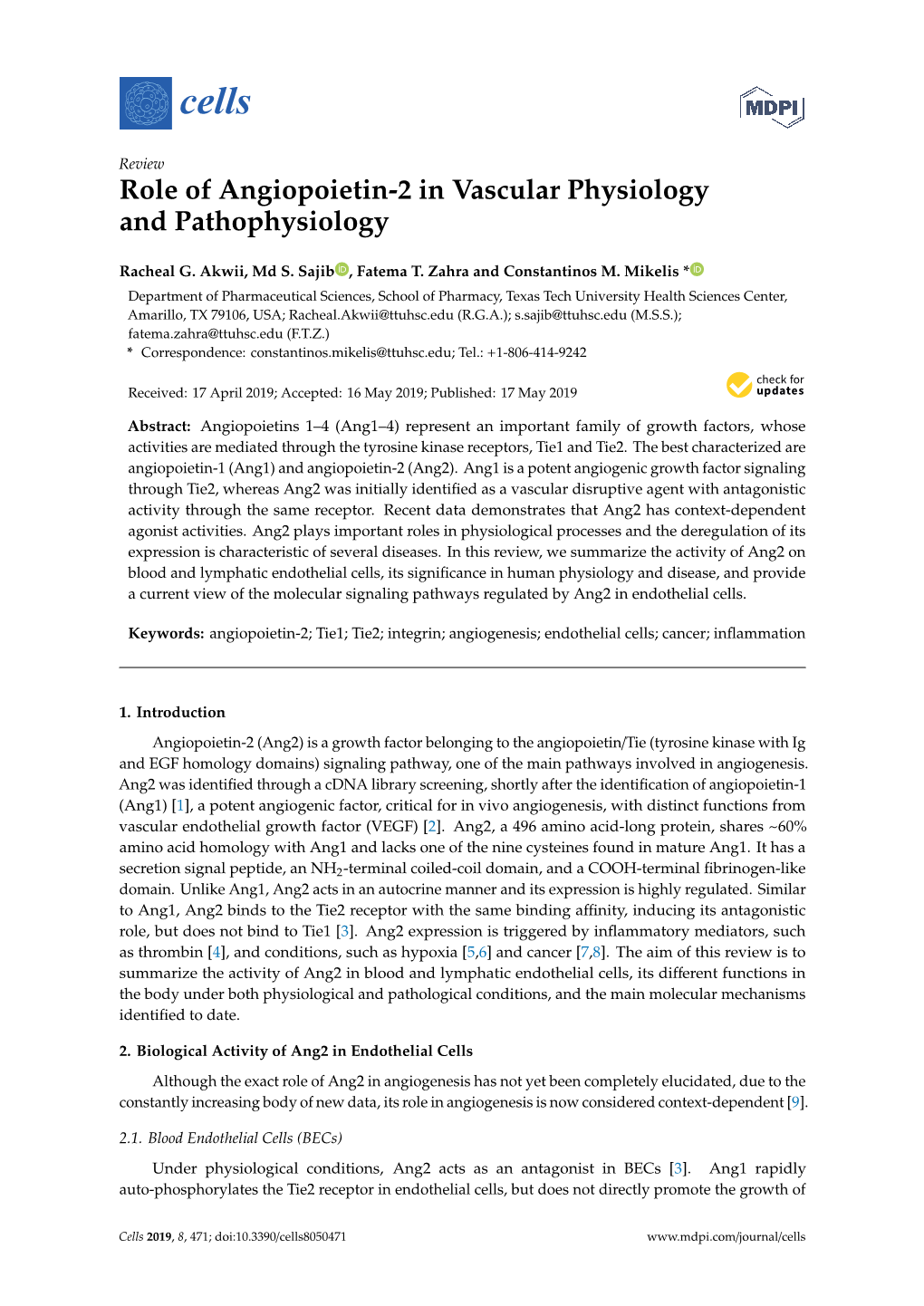 Role of Angiopoietin-2 in Vascular Physiology and Pathophysiology