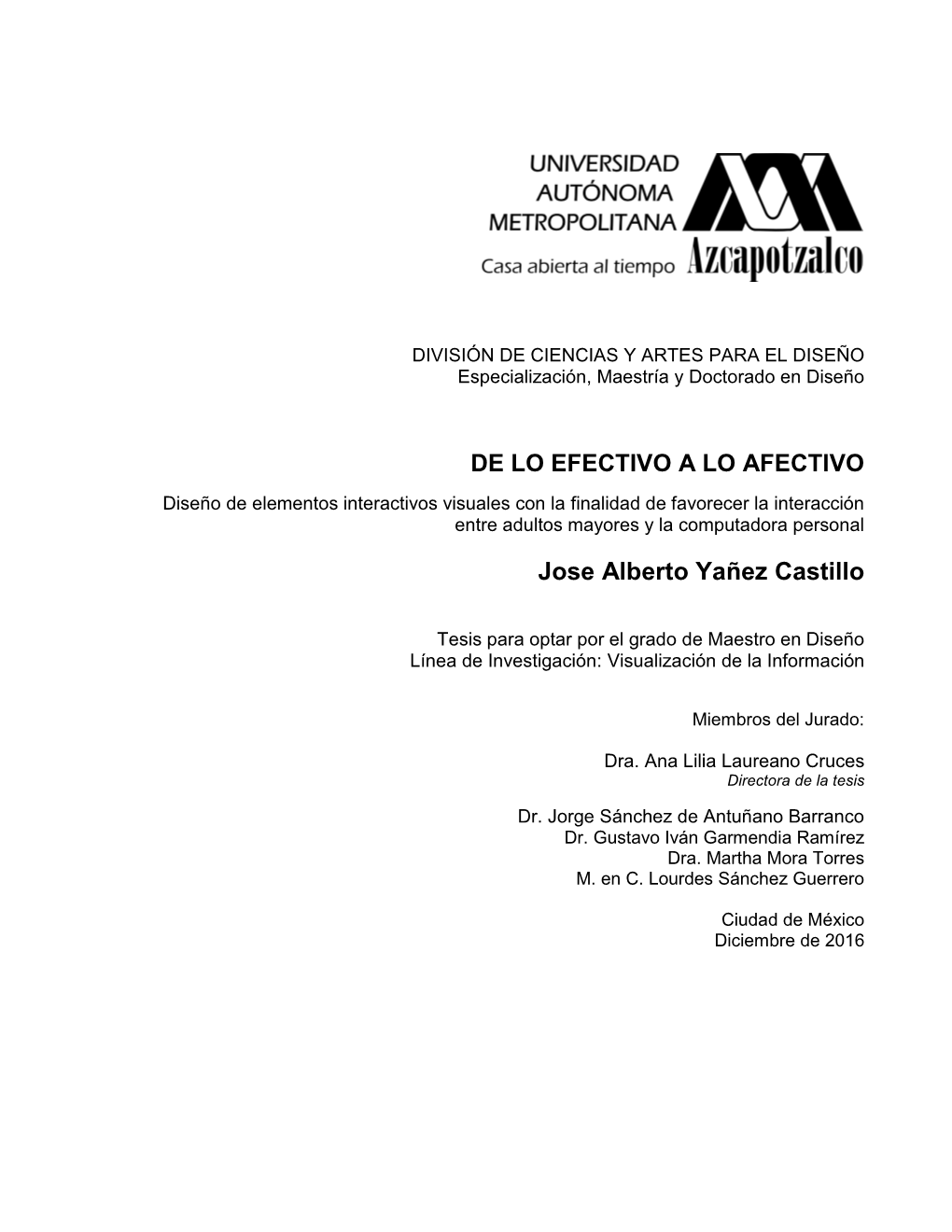 DE LO EFECTIVO a LO AFECTIVO Jose Alberto Yañez Castillo