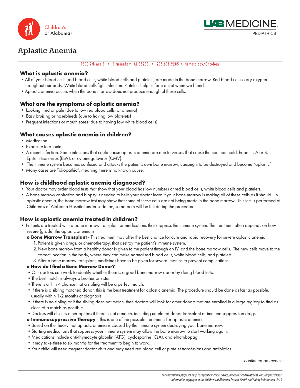 Aplastic Anemia