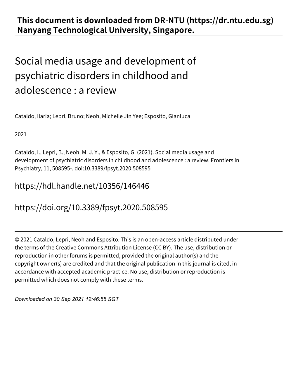 Social Media Usage and Development of Psychiatric Disorders in Childhood and Adolescence : a Review