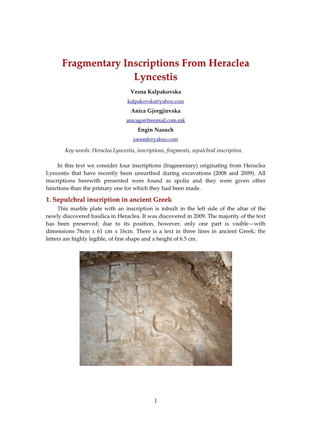 Fragmentary Inscriptions from Heraclea Lyncestis