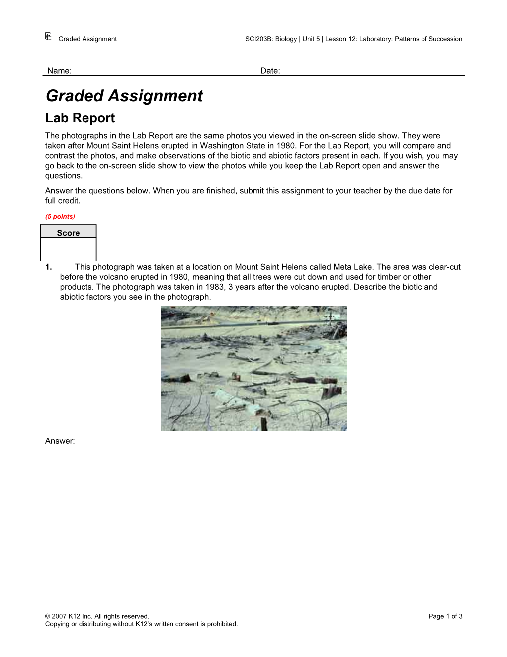 graded assignment lab report patterns of succession