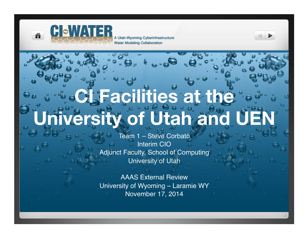 CI Facilities at the University of Utah And