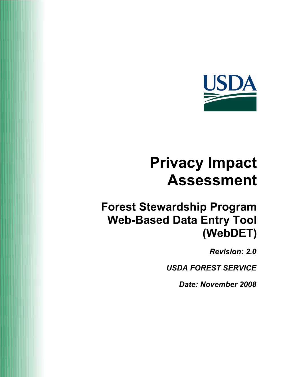Forest Stewardship Program Web-Based Data Entry Tool (Webdet)