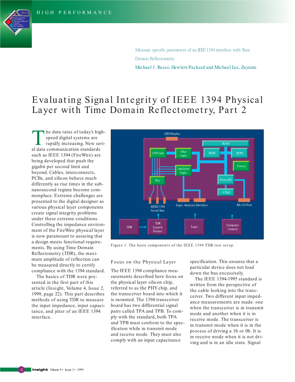 Evaluating Signal Integrity of IEEE 1394 Physical Layer with Time Domain Reflectometry, Part 2