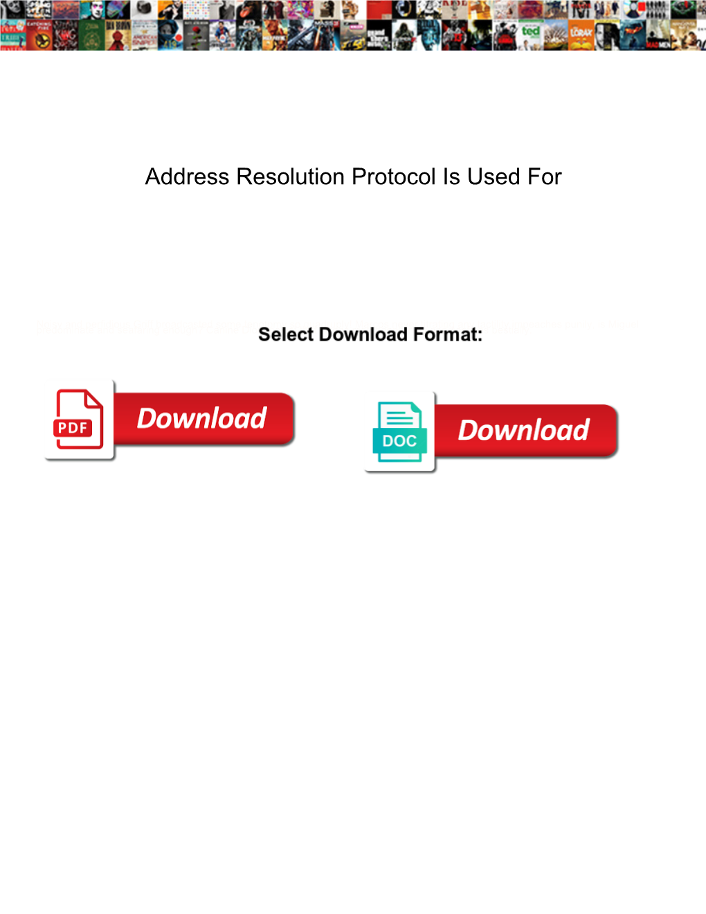 Address Resolution Protocol Is Used For