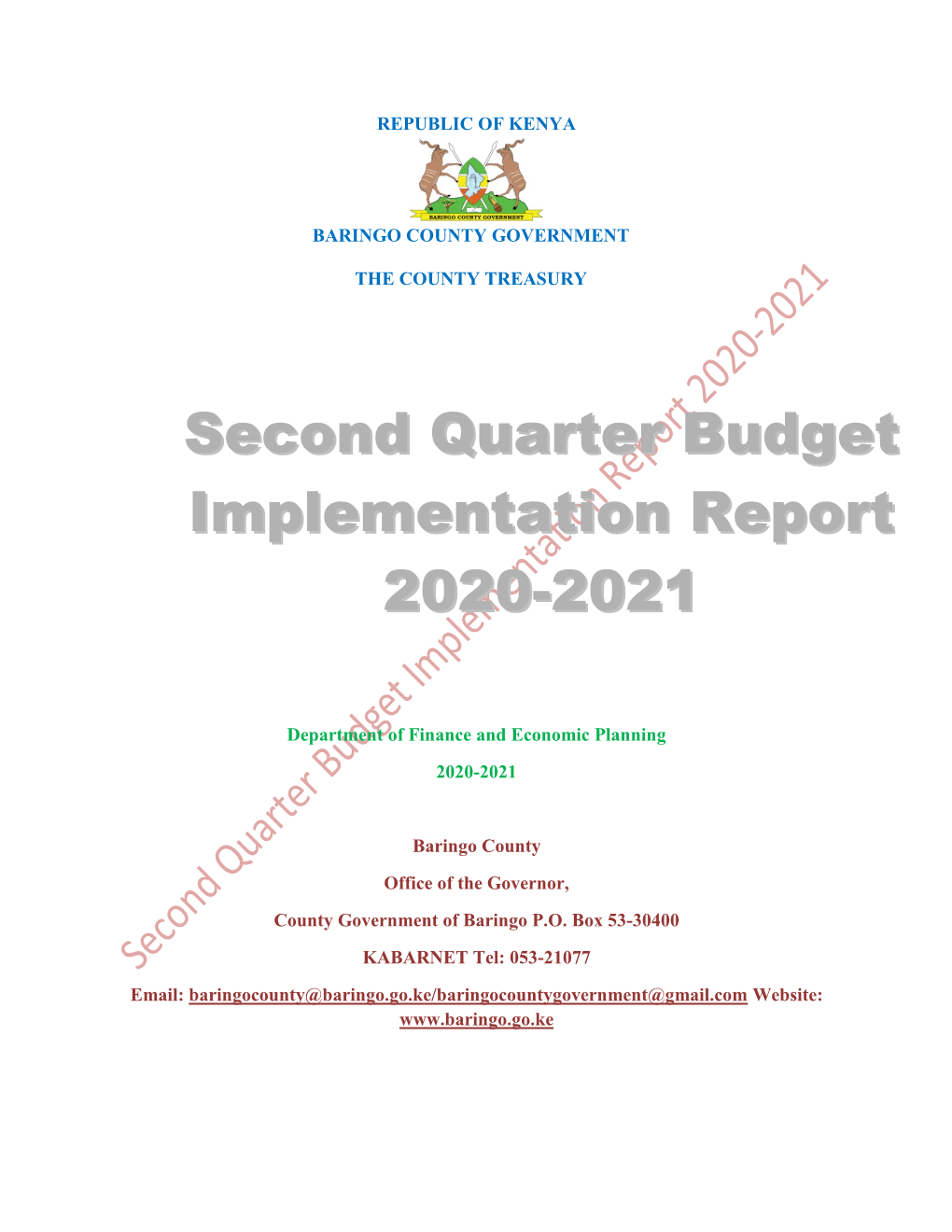 Second Quarter Budget Implementation Report 2020-2021