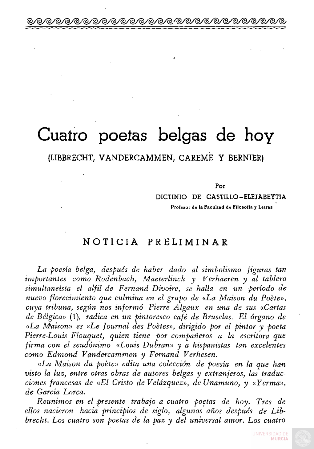 Cuatro Poetas Belgas De Hoy