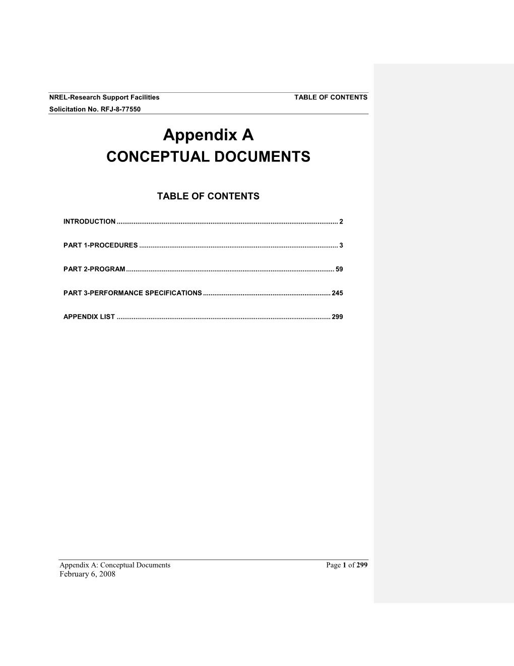 NREL Request for Proposals: Appendix a Conceptual Documents