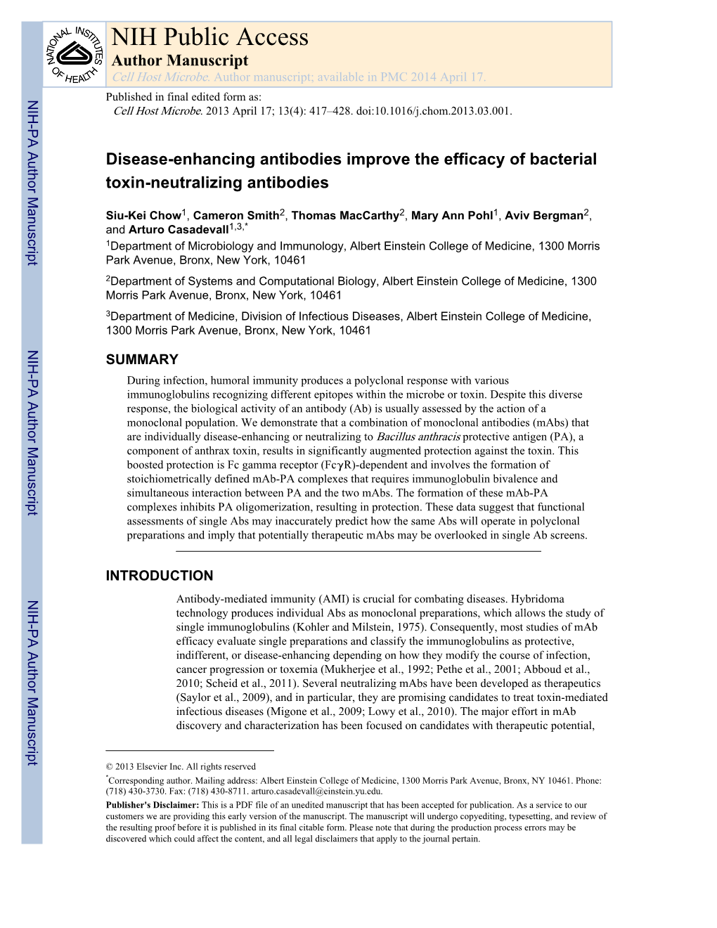 NIH Public Access Author Manuscript Cell Host Microbe