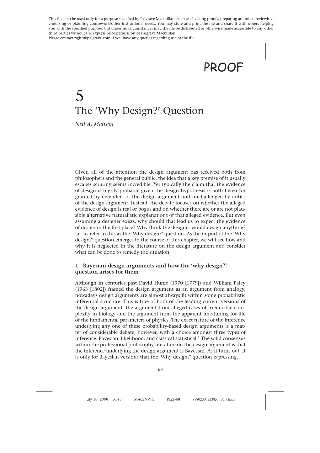 Why Design?’ Question Neil A