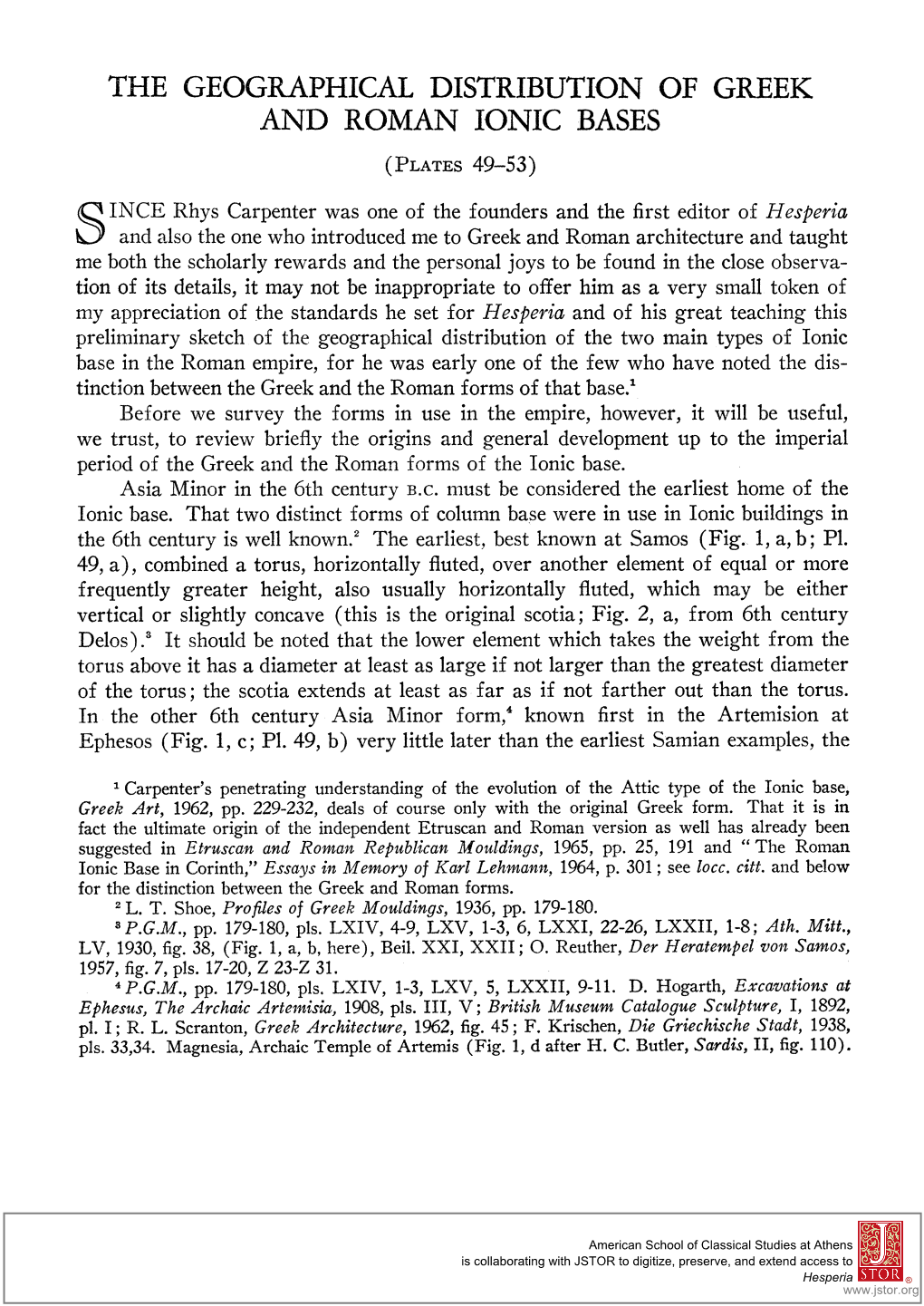 The Geographical Distribution of Greek and Roman Ionic Bases Plate 5 3