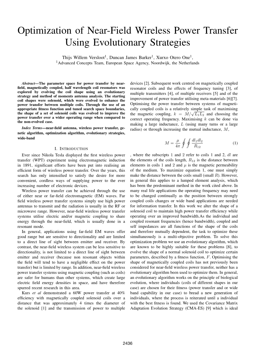 Optimization of Near-Field Wireless Power Transfer Using Evolutionary Strategies