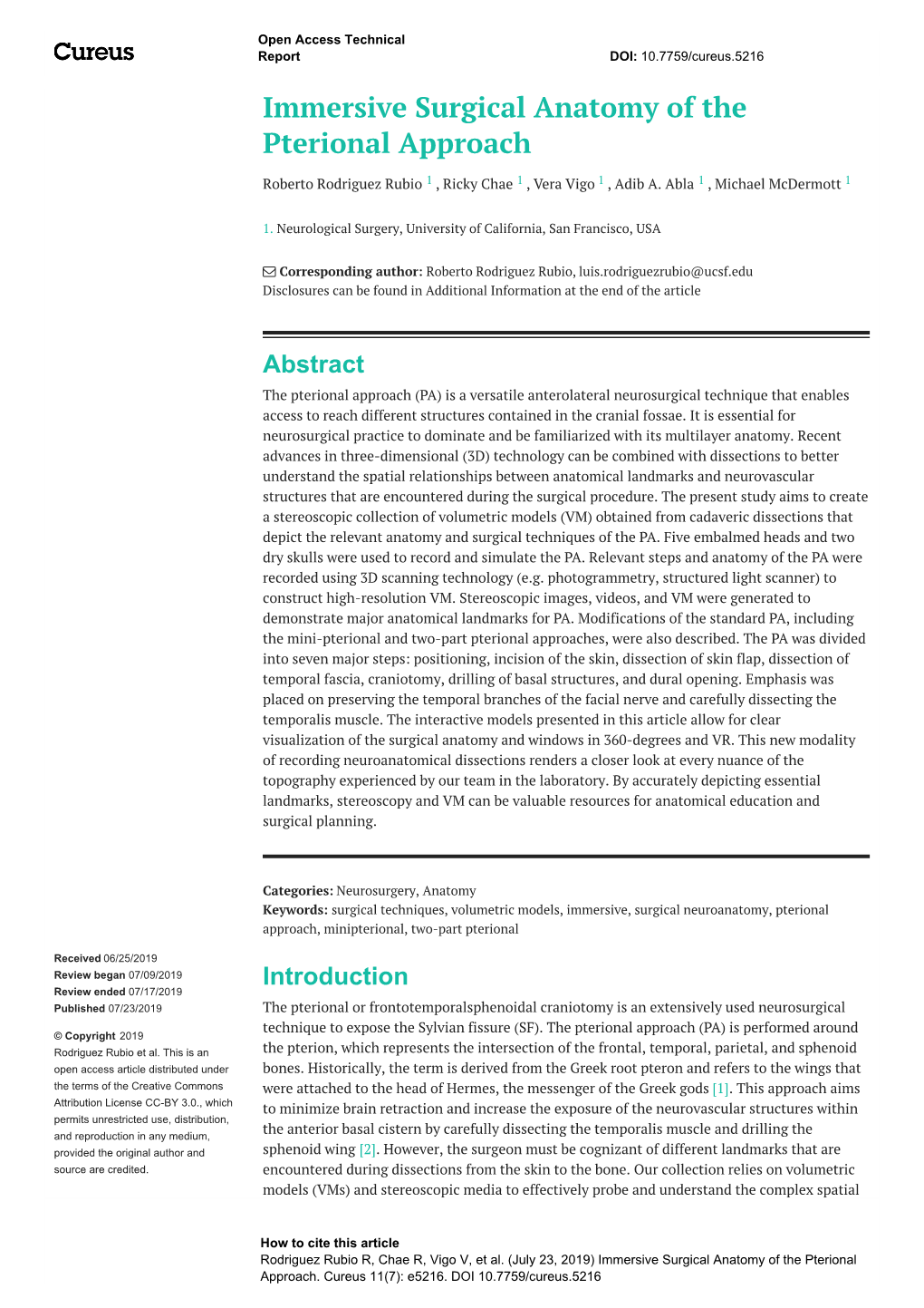 Immersive Surgical Anatomy of the Pterional Approach