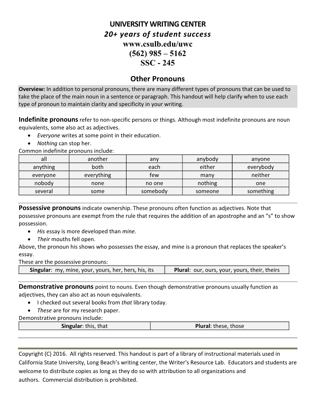 Other Pronouns (PDF)