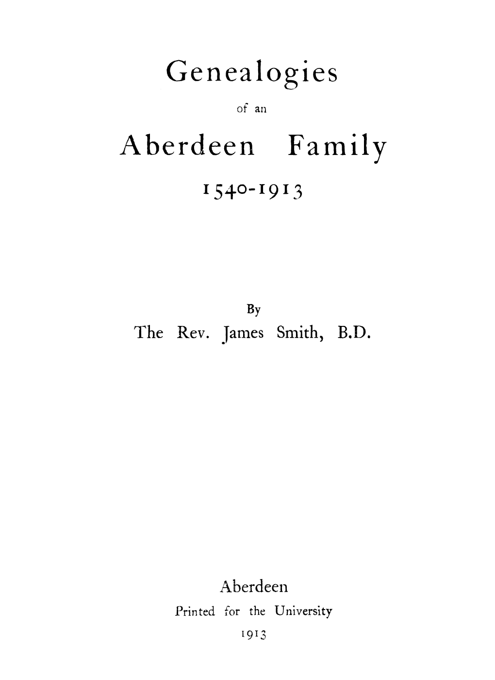 Genealogies Aberdeen Family