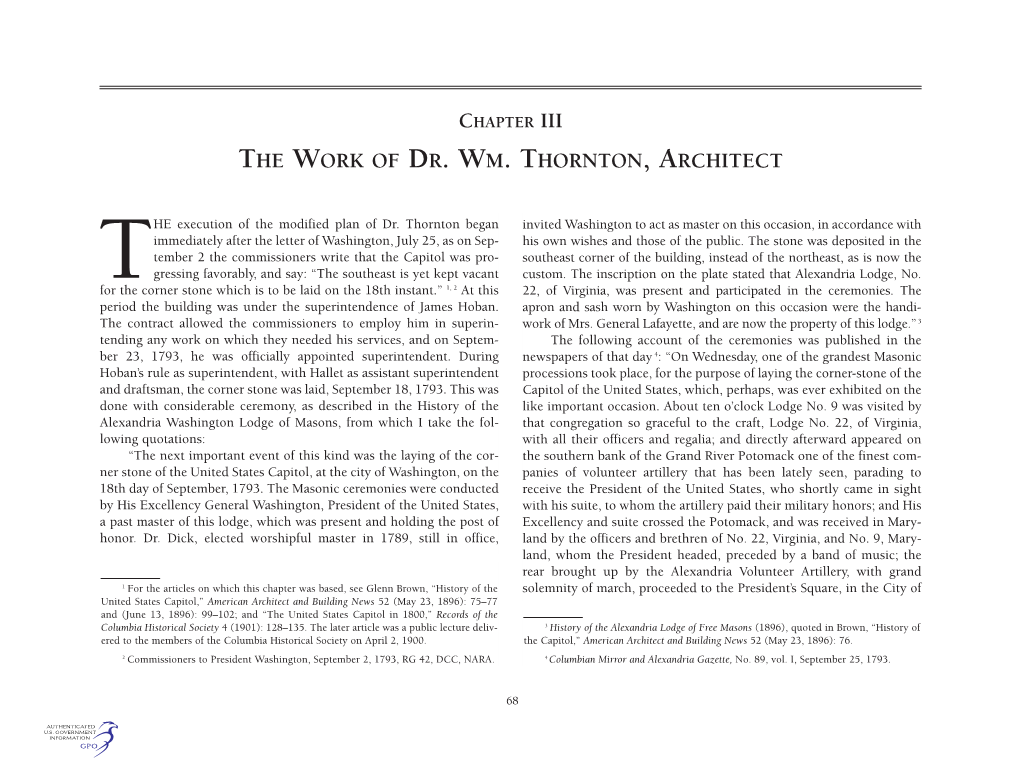 The Work of Dr. Wm. Thornton, Architect