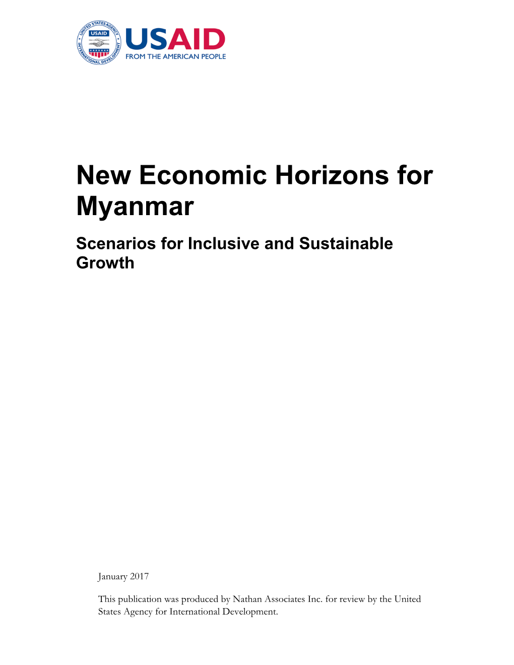 New Economic Horizons for Myanmar Scenarios for Inclusive and Sustainable Growth