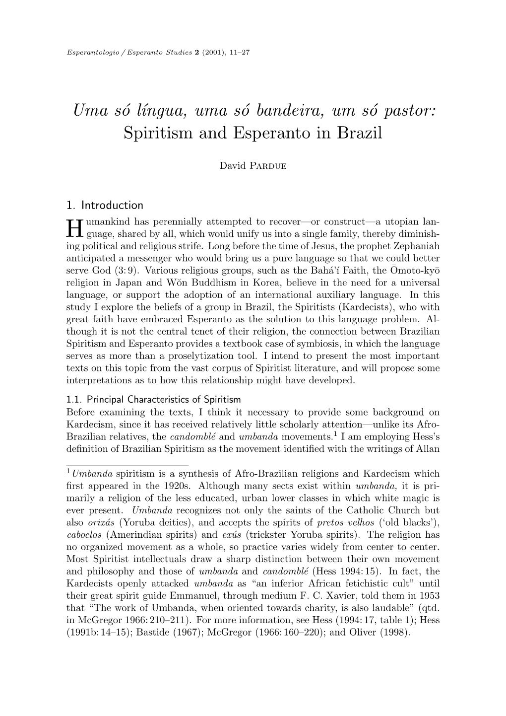 Spiritism and Esperanto in Brazil