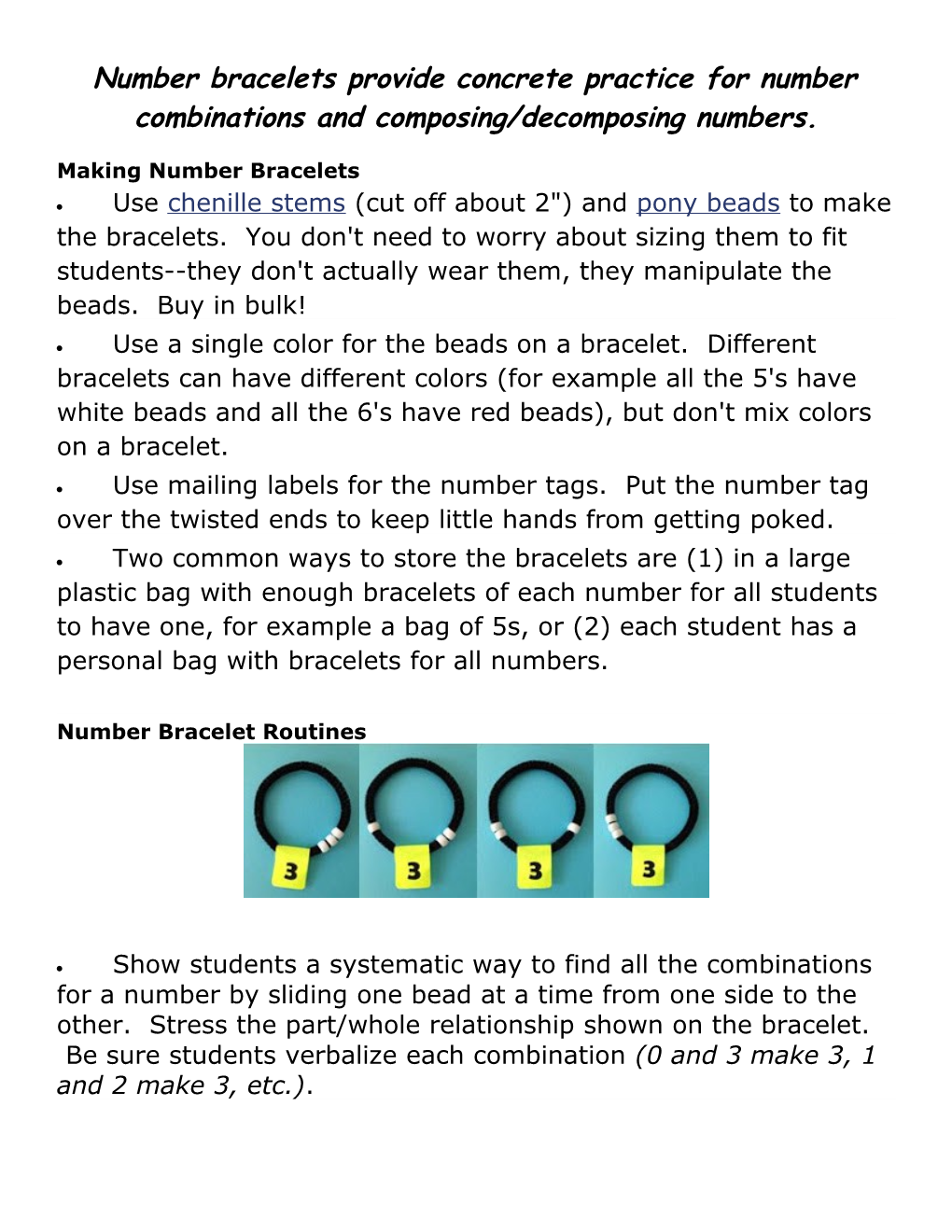 Making Number Bracelets