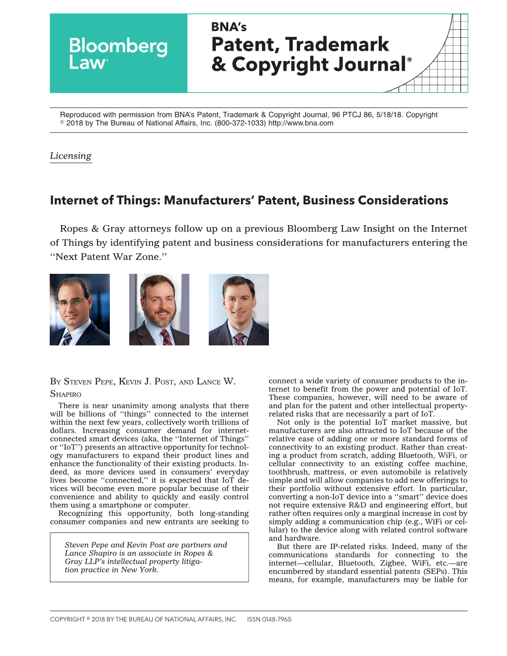 Manufacturers' Patent, Business Considerations