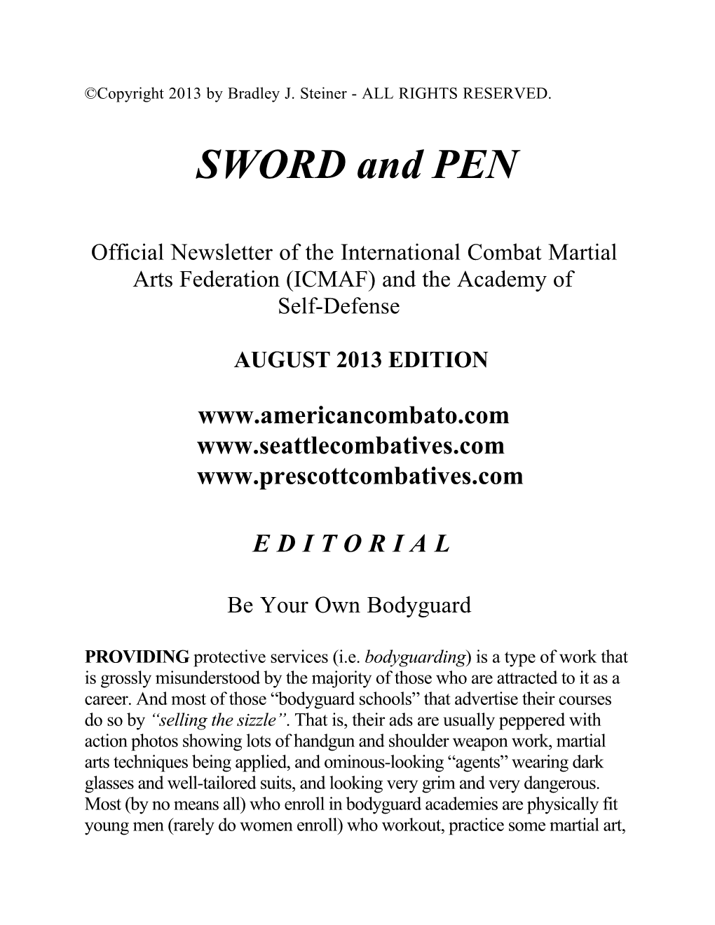 August 2013 – Sword And