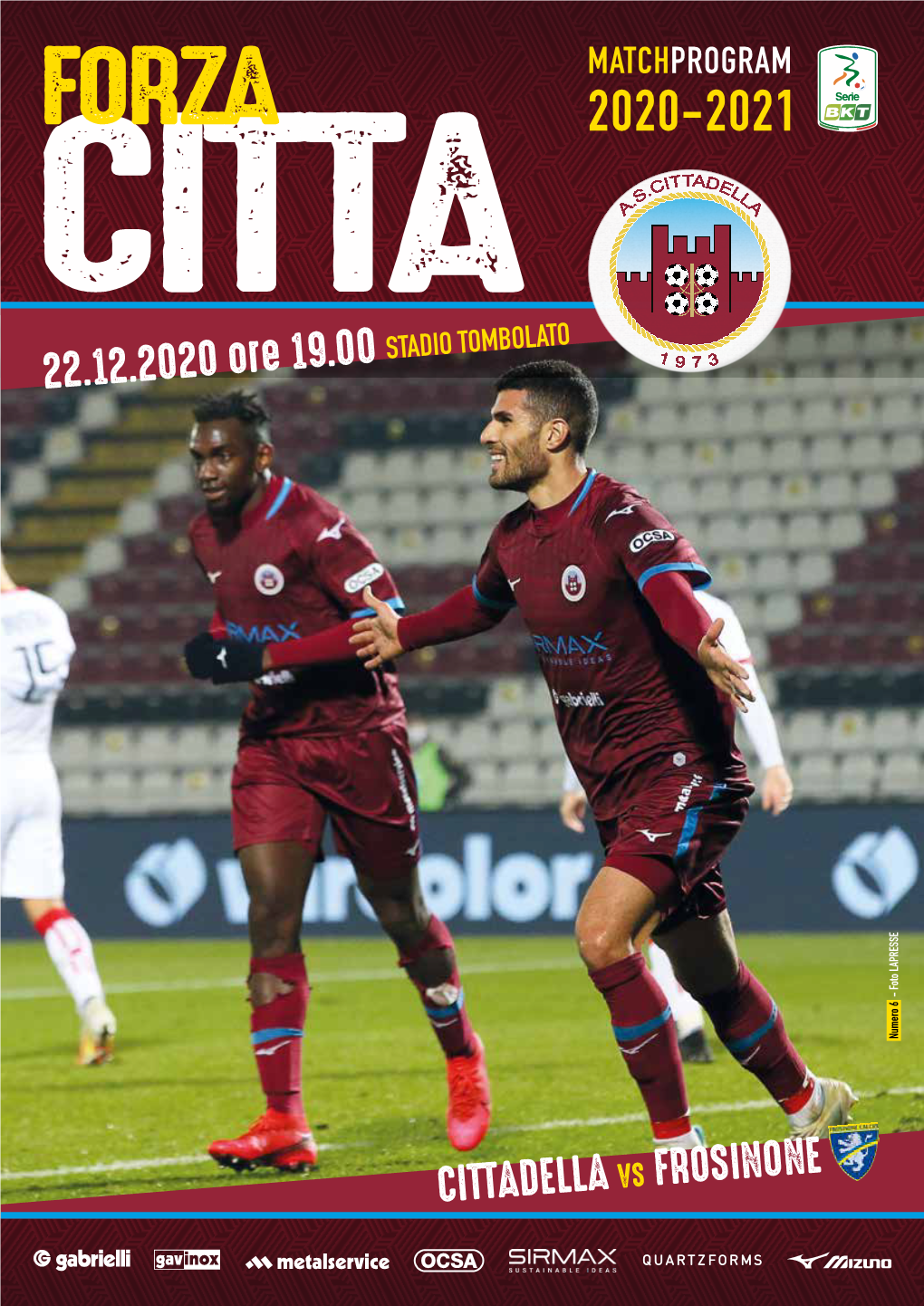 22.12.2020 Ore 19.00 CITTADELLA VS FROSINONE