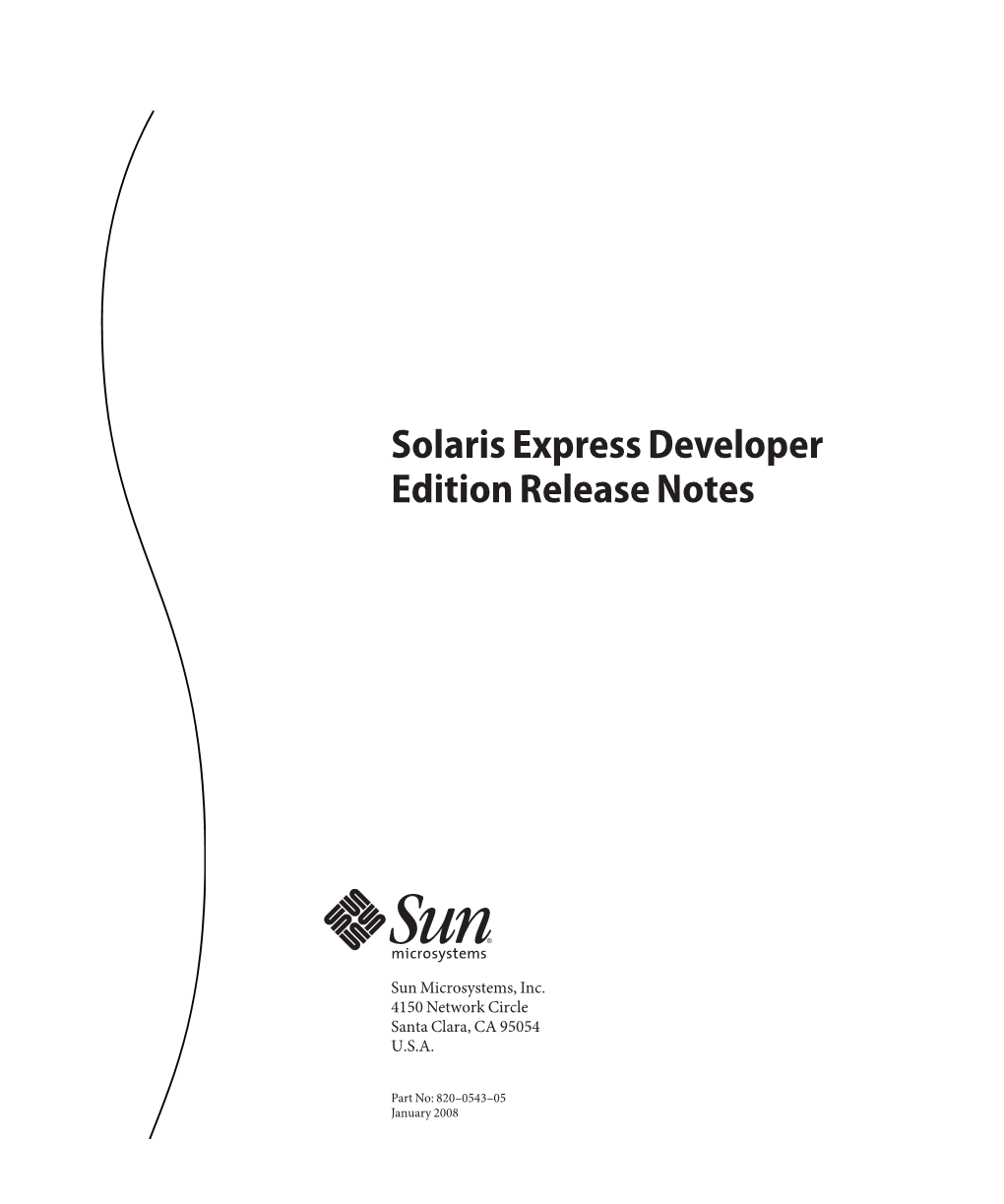 Solaris Express Developer Edition Release Notes