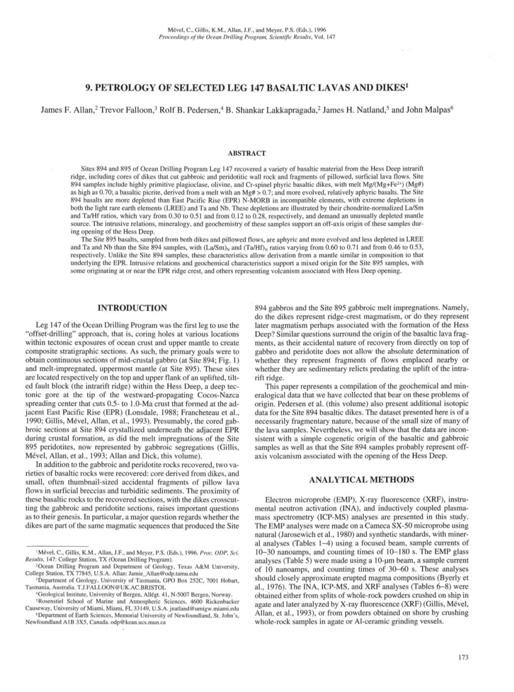 9. Petrology of Selected Leg 147 Basaltic Lavas and Dikes1