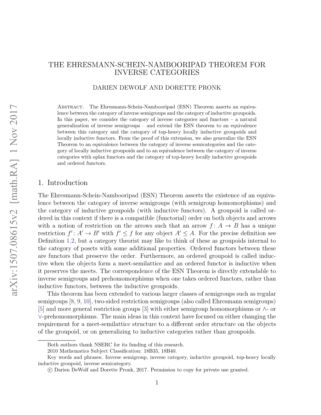 The Ehresmann-Schein-Nambooripad Theorem for Inverse Categories