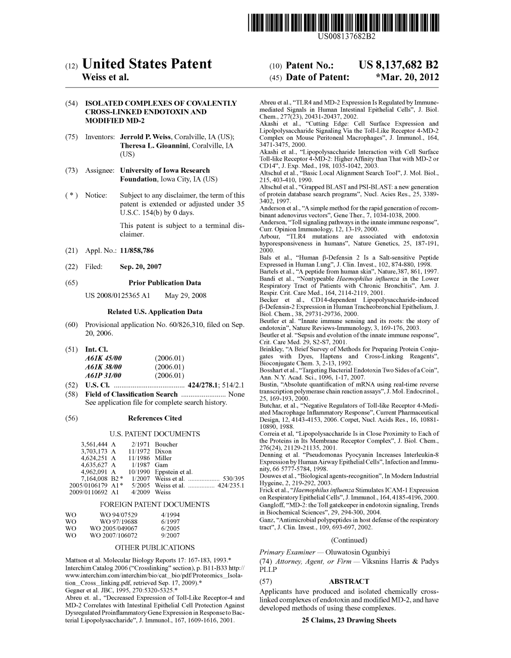 (12) United States Patent (10) Patent No.: US 8,137,682 B2 Weiss Et Al