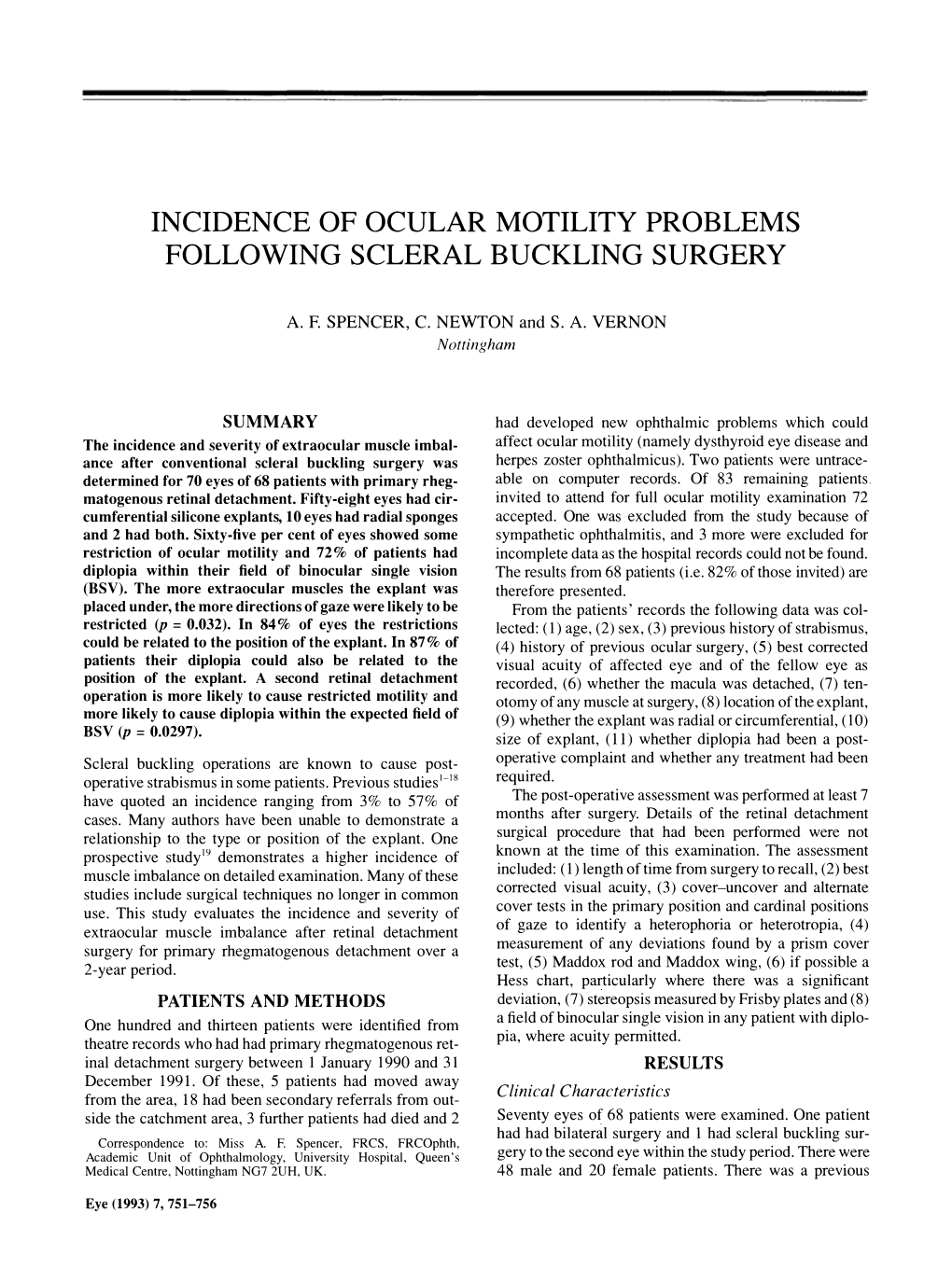 Incidence of Ocular Motility Problems Following Scleral Buckling Surgery