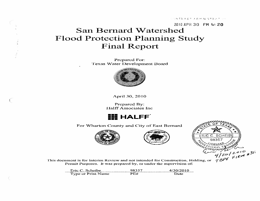 San Bernard Watershed Flood Protection Planning Study